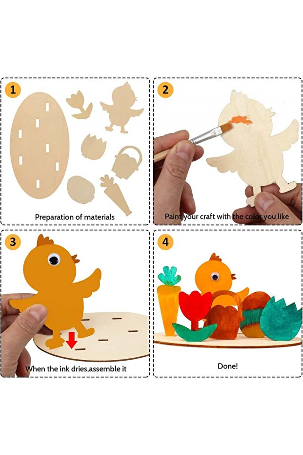 Set 6 decoratiuni de Paste TEPENAR, lemn, multicolor - 6