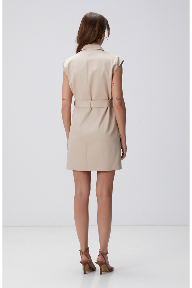 Açık Bej Mini Elbise - 5
