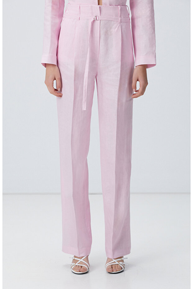 Pembe Keten Pantolon - 2