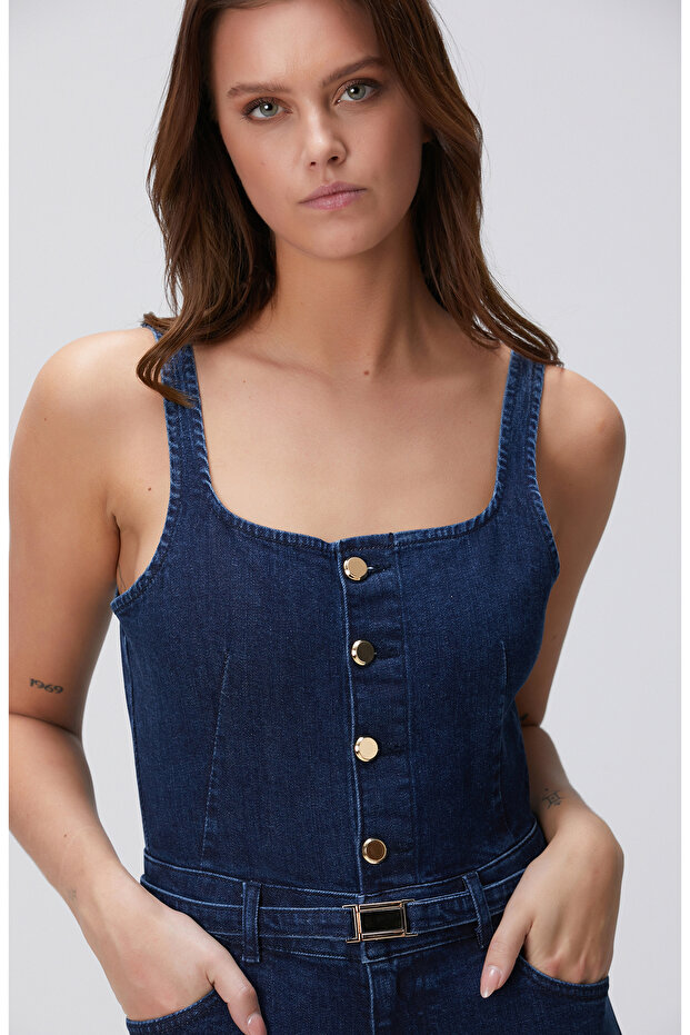 İndigo Denim Tulum - 2