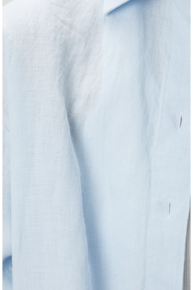Mavi Keten Gömlek - 6