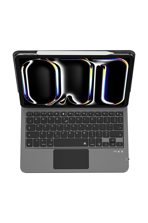 iPad Air 13 2025 M3 Wiwu MK-003 Gizli Kalem Bölmeli Touchpad Klavyeli Standlı Kılıf Siyah - 4