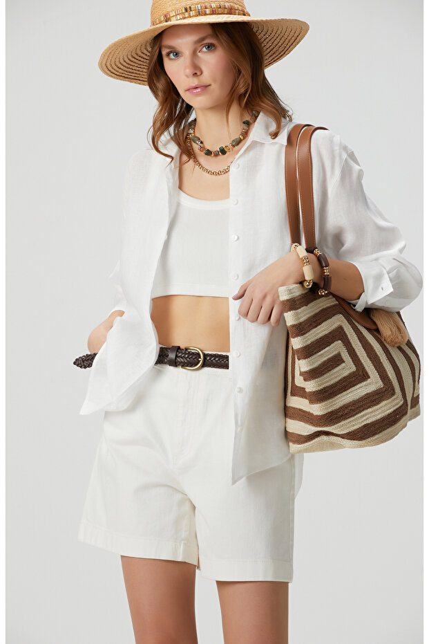 Beyaz Keten Gömlek - 1