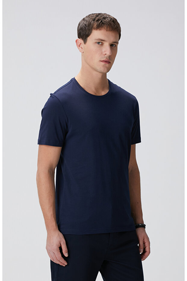 Lacivert Basic T-shirt - 4