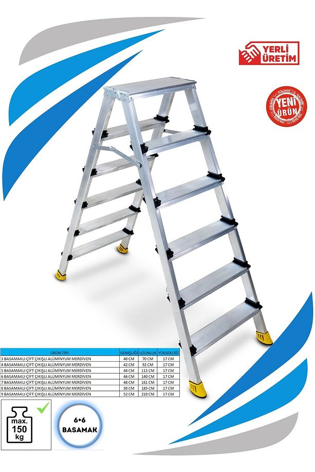 SÖZBİR 6+6 GOLD ALÜMİNYUM ÇİFT ÇIKIŞLI MERDİVEN - 1