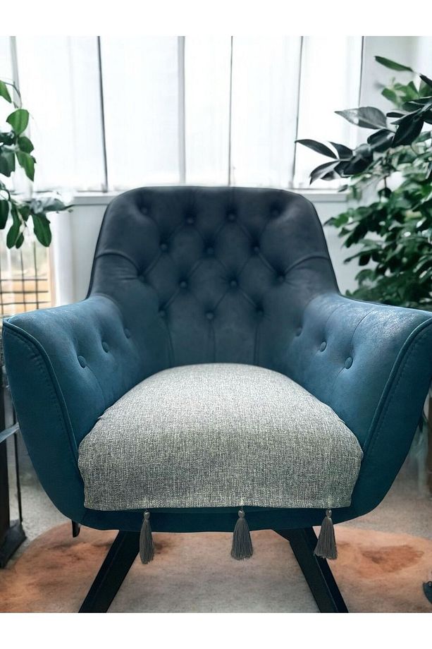 2 Adet Döşemelik Keten Kumaş Tekli Koltuk Örtüsü Püsküllü Kaymaz 70x70 Cm - 1