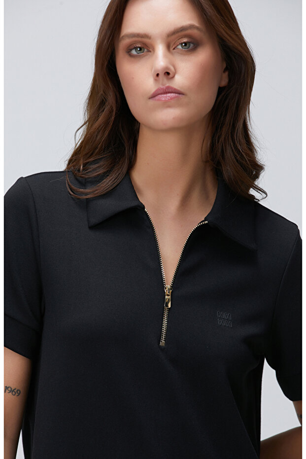 Siyah Polo Elbise - 2