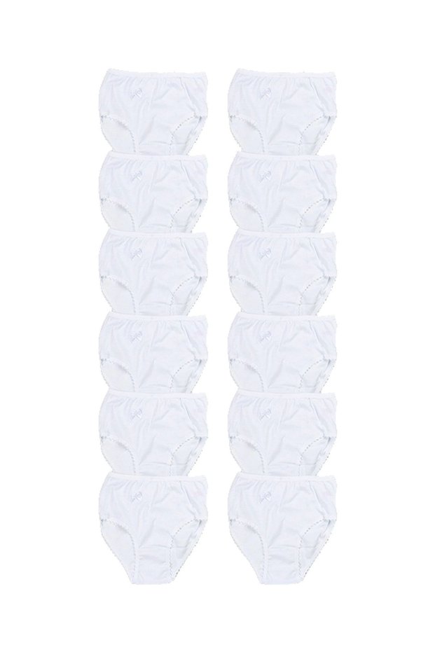 Girl's White Colored 12 Pack Lycra Panties