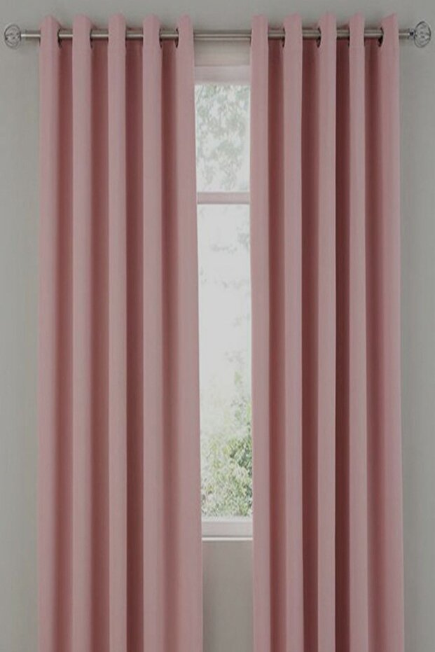 Pink Rustic Curtain with Eyelet Ring Pipe Ring Decoration Curtain