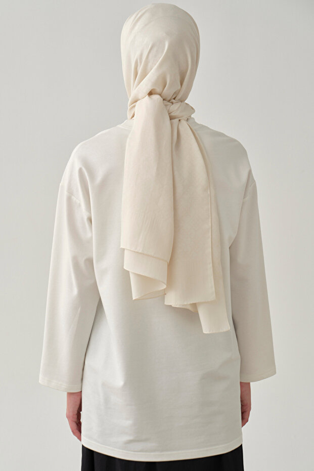 Önü Baskılı Örme Bluz - Ekru - 7