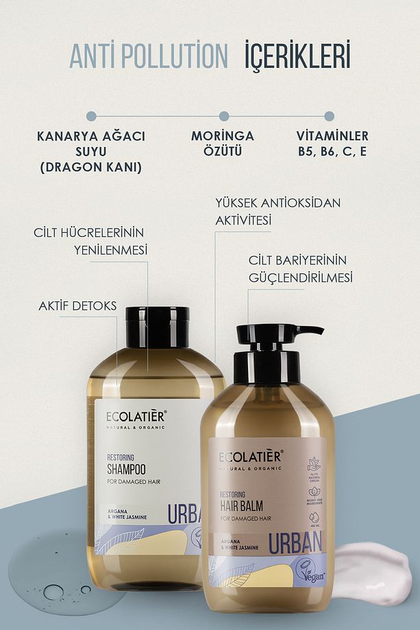 Saç Bakım Seti Yıpranmış Saçlar İçin %97,4 Doğal Şampuan ve Saç Kremi Argan Yağı ve Yasemin Özü - 4
