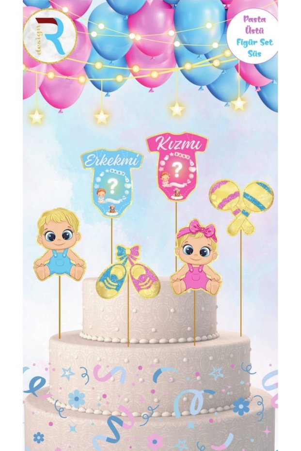 Themed Cake Top Figure Toothpick Ornaments – Pack of 6 | Birthday & Special Day Ornaments