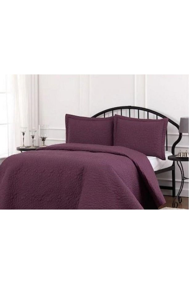 Tek Kişilik Nakışlı Yatak Örtüsü Naive Mürdüm 180x250 - 1