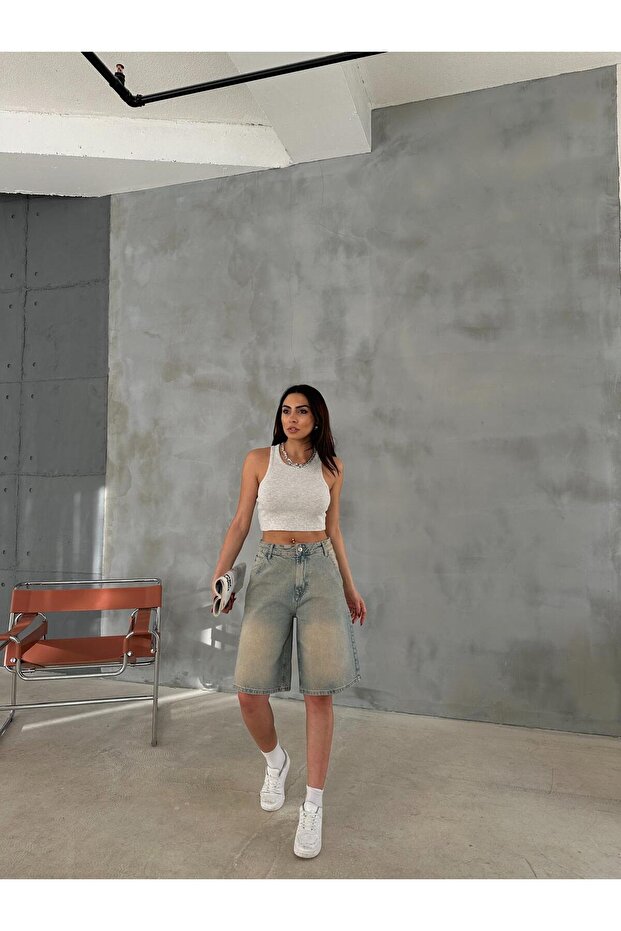 TİNT WASH DENİM BERMUDA ŞORT - 1