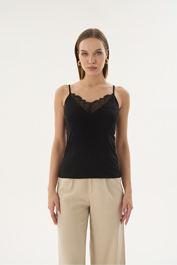 16271 MODAL DANTELLİ İNCE ASKILI ATLET - 1