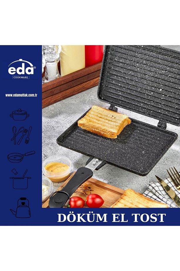 Döküm Granit 24x17 Cm Ocak Üstü El Tost Makinesi - 7
