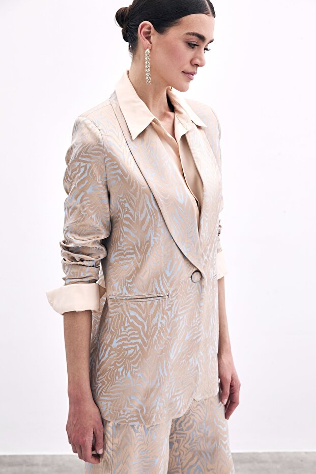 Zebra Patterned Jacket - Blue - 2