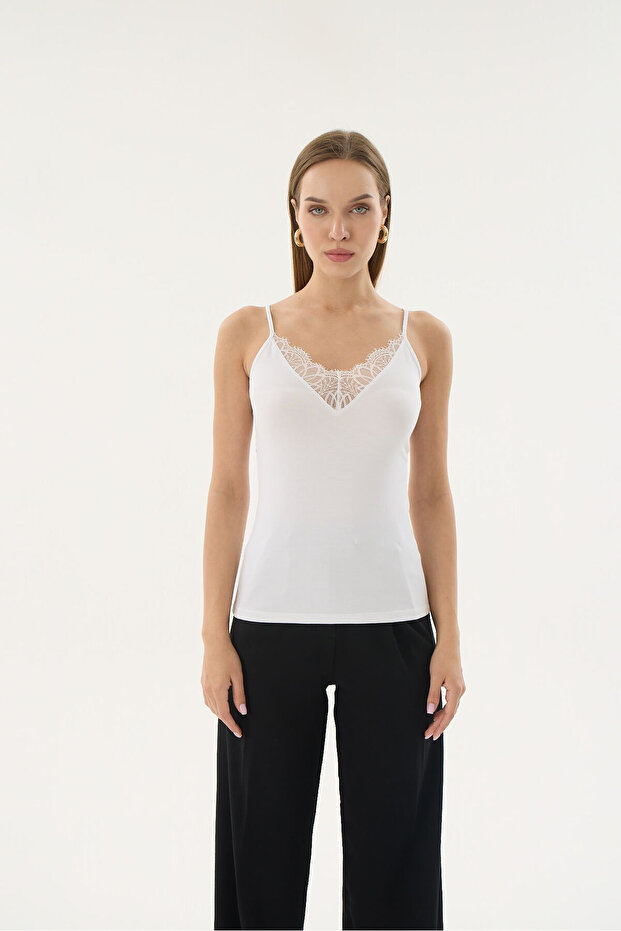 16271 MODAL DANTELLİ İNCE ASKILI ATLET - 2