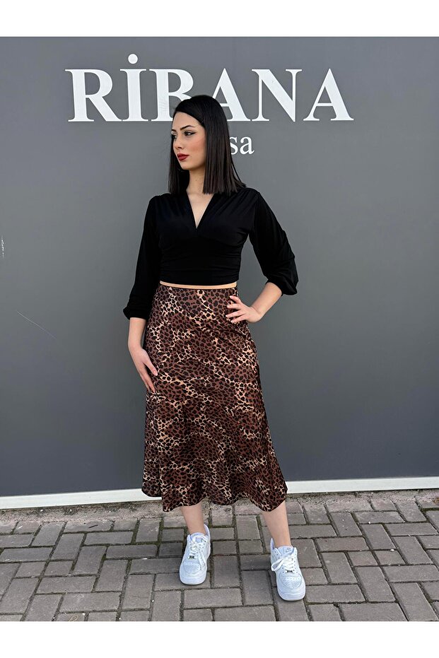 Patterned Satin Skirt 8031 - 3