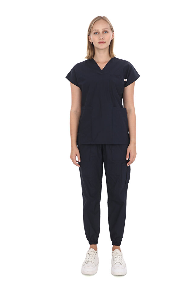 Navy Eclipse - Kadın laciver Jogger Scrub -Takım