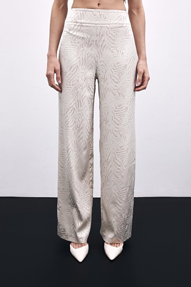 Zebra Patterned Trousers - Beige - 4