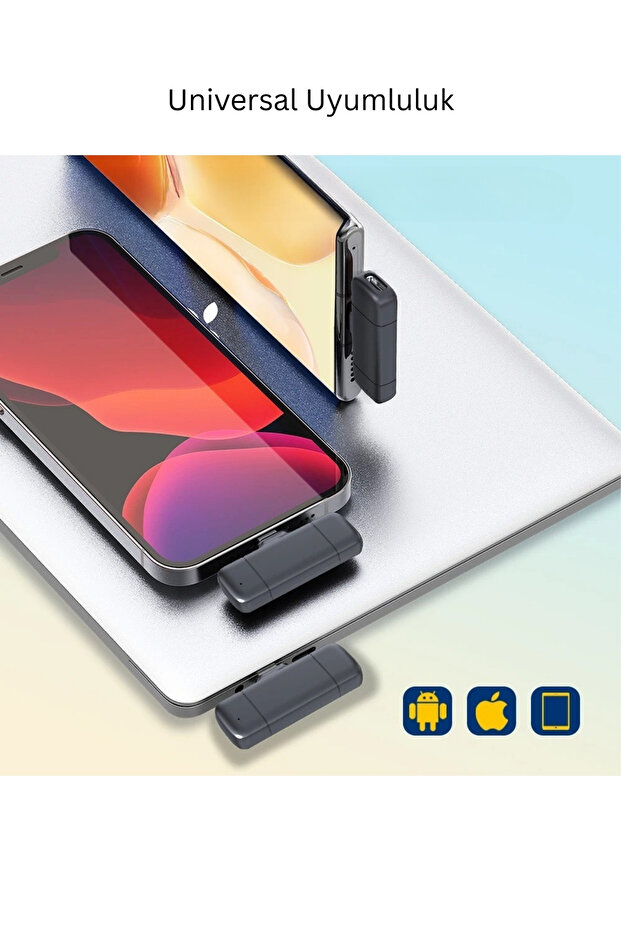 By Sabron Powerbankli Profesyonel Kablosuz 2'Li Yaka Mikrofonu Lightning Telefon Kamera Mikrofon - 5