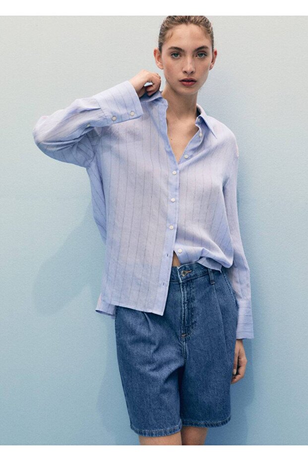 Pilili denim bermuda şort - 8