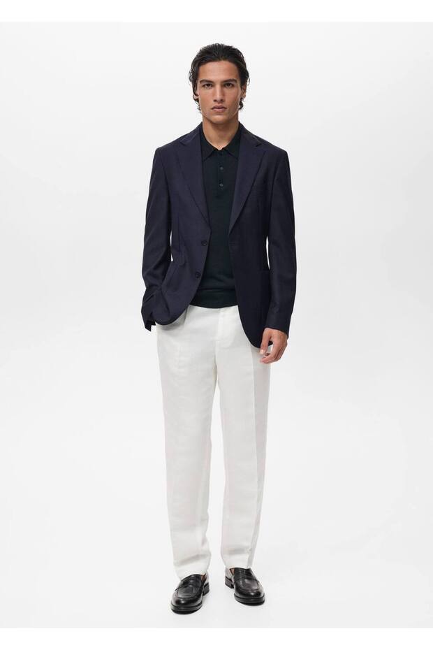 Slim fit %100 soğuk yün blazer ceket - 2
