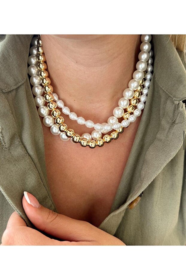 İncili 3lü kolye - 3