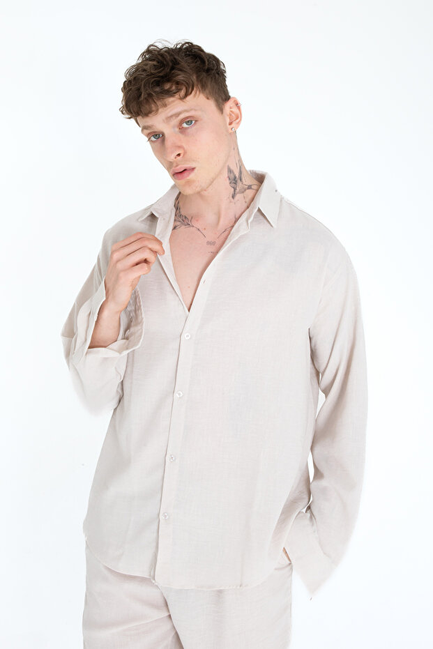 Beige Oversize Men's Shirt