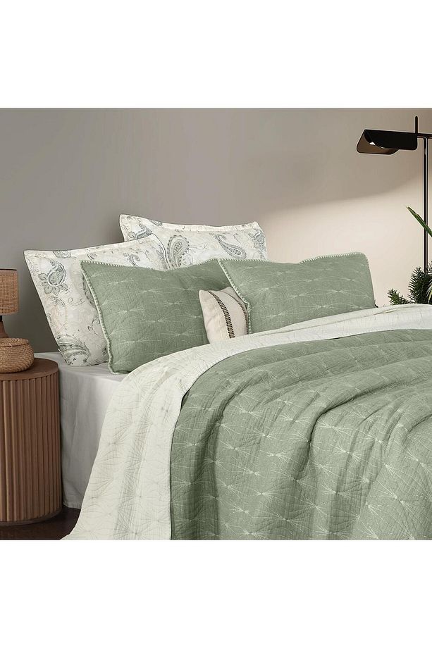 Launa Yeşil Tek Kişilik %100 Pamuk Yatak Örtüsü 180*220 cm - 2