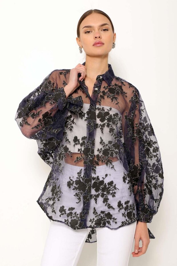 Patterned Shirt Navy Blue