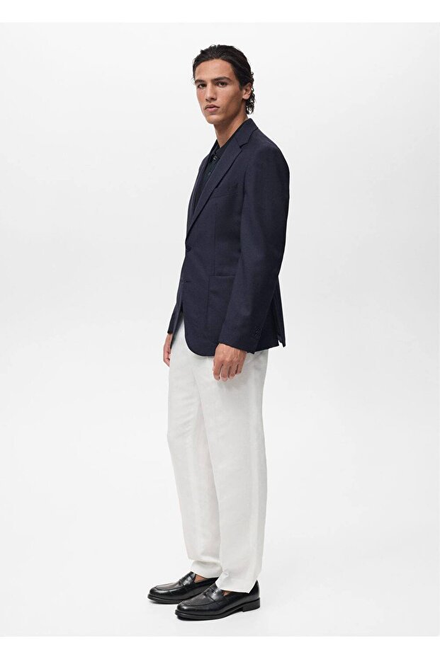 Slim fit %100 soğuk yün blazer ceket - 5