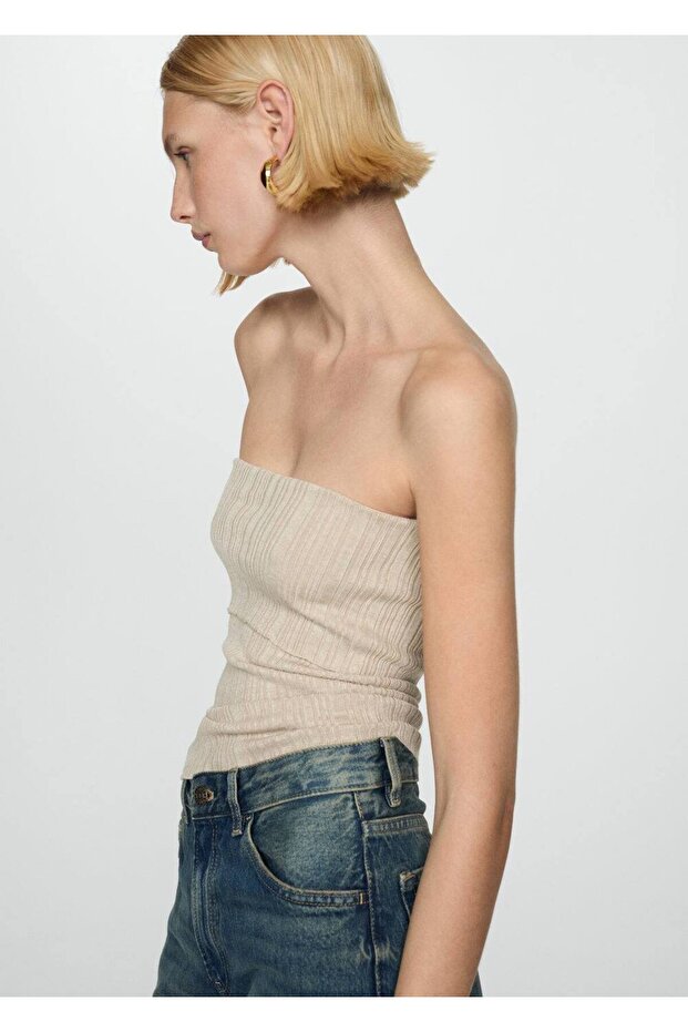 Straplez triko bluz - 6