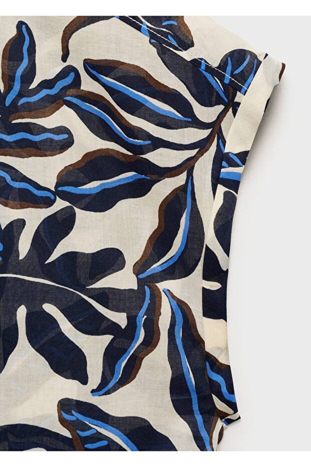 Kısa Kollu Desenli Pamuklu Gömlek - 7