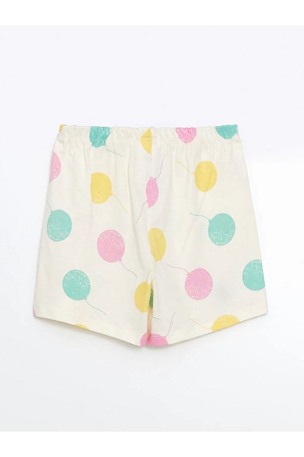 LCW Kids Ekru Bisiklet Yaka Kız Çocuk Şortlu Pijama Takımı - 7