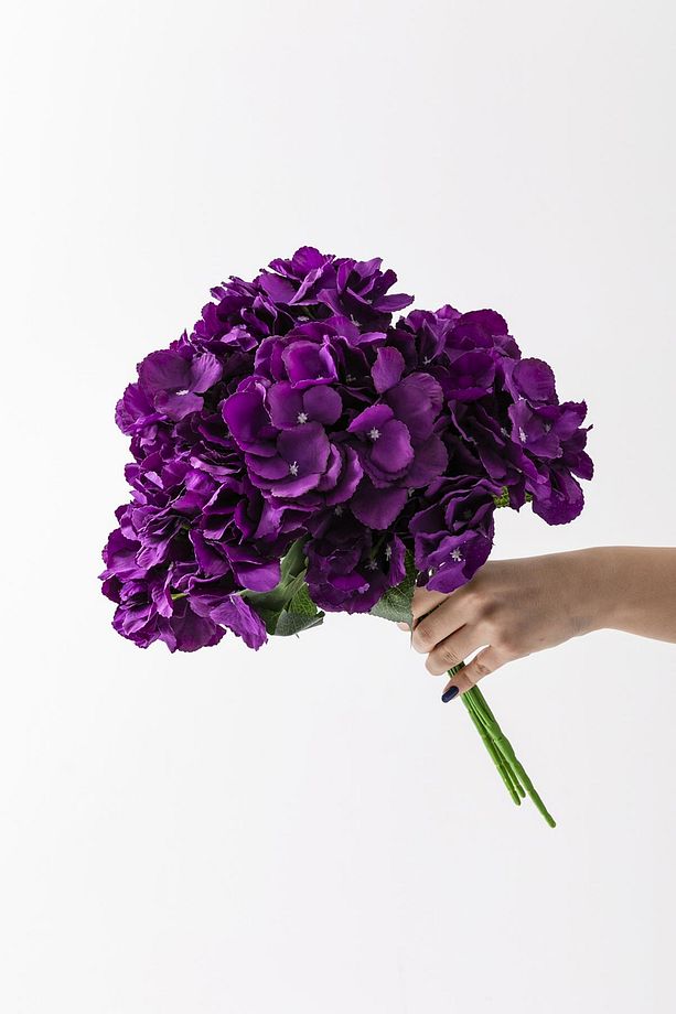Yapay Ortanca Çiçeği Mor 45 Cm 7 Dal - 4