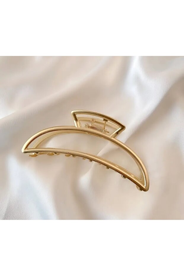 Large Size Gold Metal Crescent Shaped Latch Buckle Modern Design Hair Accessory