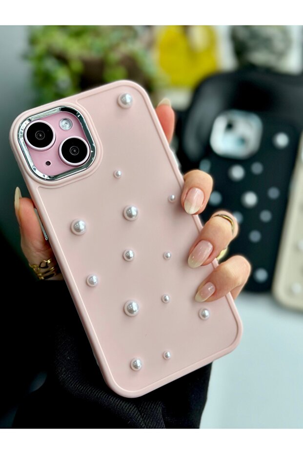 Flexible Silicone Case with 3D Pearl Toy Design Compatible with iPhone 13 - 14 and 15