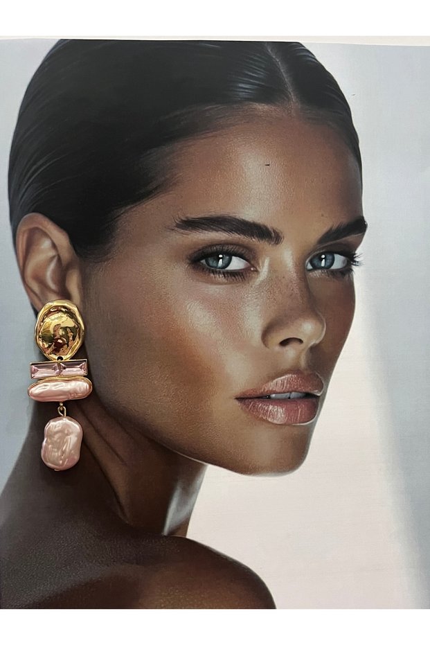 Pink Pearl Dangle Earrings
