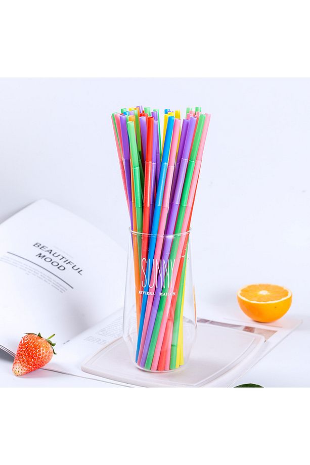 Tek Kullanımlık Renkli Körüklü Pipet Parti Kokteyl Artistik 50 Adet/paket - 5