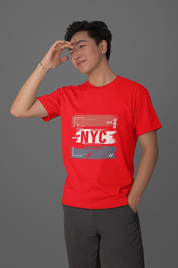 WOMEN/MEN 100% COTTON NYC TRANSFER PRINTED ROUND NECK SHORT SLEEVE T-SHIRT