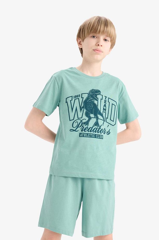 Erkek Çocuk Pijama Takımı Baskılı Kısa Kollu Üst Beli Lastikli Şort E6649A825SM - 4