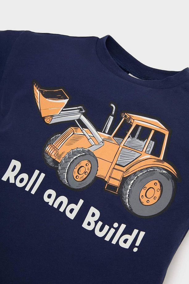 Erkek Bebek 2'li Takım Araç Baskılı Kısa Kollu Tişört Beli Lastikli Şort E6775a525sm - 4