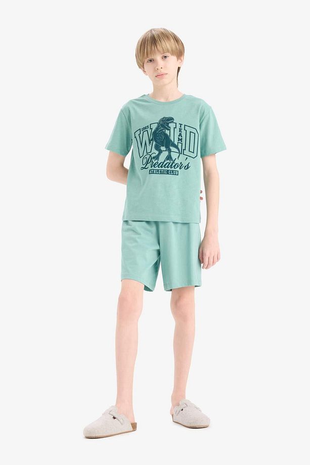 Erkek Çocuk Pijama Takımı Baskılı Kısa Kollu Üst Beli Lastikli Şort E6649A825SM - 2