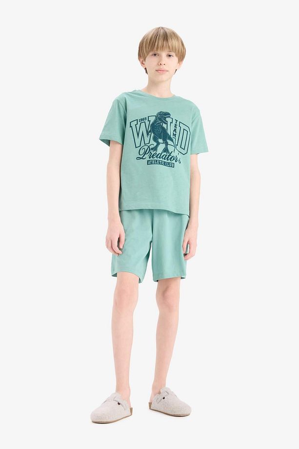 Erkek Çocuk Pijama Takımı Baskılı Kısa Kollu Üst Beli Lastikli Şort E6649A825SM - 1
