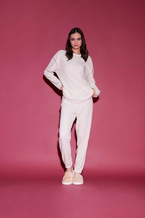 Pijama Takımı Velur Uzun Kollu Üst Esnek Belli Uzun Alt-fall In Love E6688ax25sp - 1