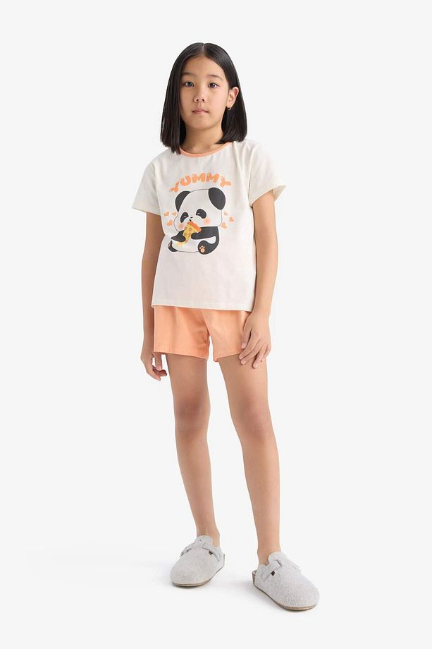 Kız Çocuk Pijama Takımı Kısa Kollu Üst Esnek Belli Şort E6428a825hs - 2