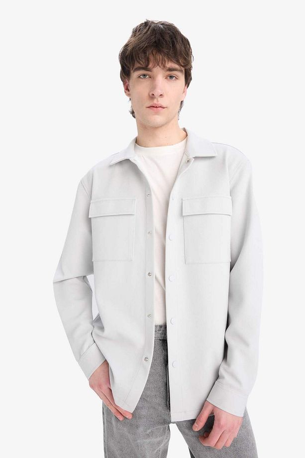 Regular Fit Çift Cepli Twill Uzun Kollu Gömlek E7689ax25sp - 4