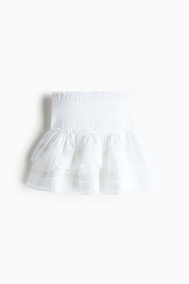 Lace-inset tiered skirt